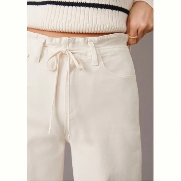 PAIGE Carly Drawstring Waistband Tie Wide Leg Stretch Pants Women's Size 27 - Picture 3 of 10